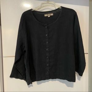 EUC Flax linen lagenlook button up blouse top